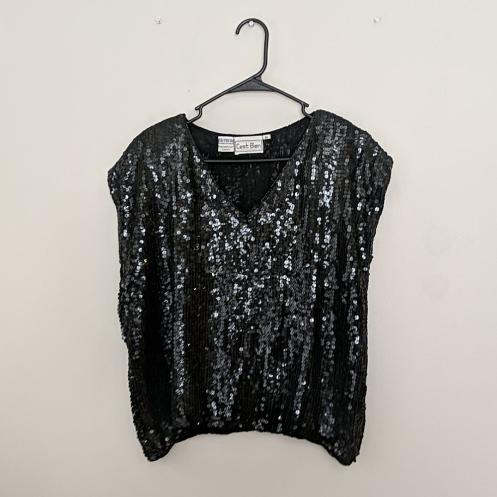 Black Sequin Top